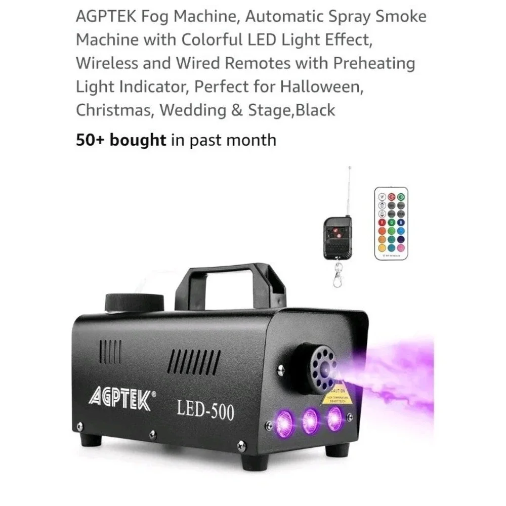 Smoke Machine, AGPTEK Fog Machine with 13 Colorful LED Lights Effect, 500W
